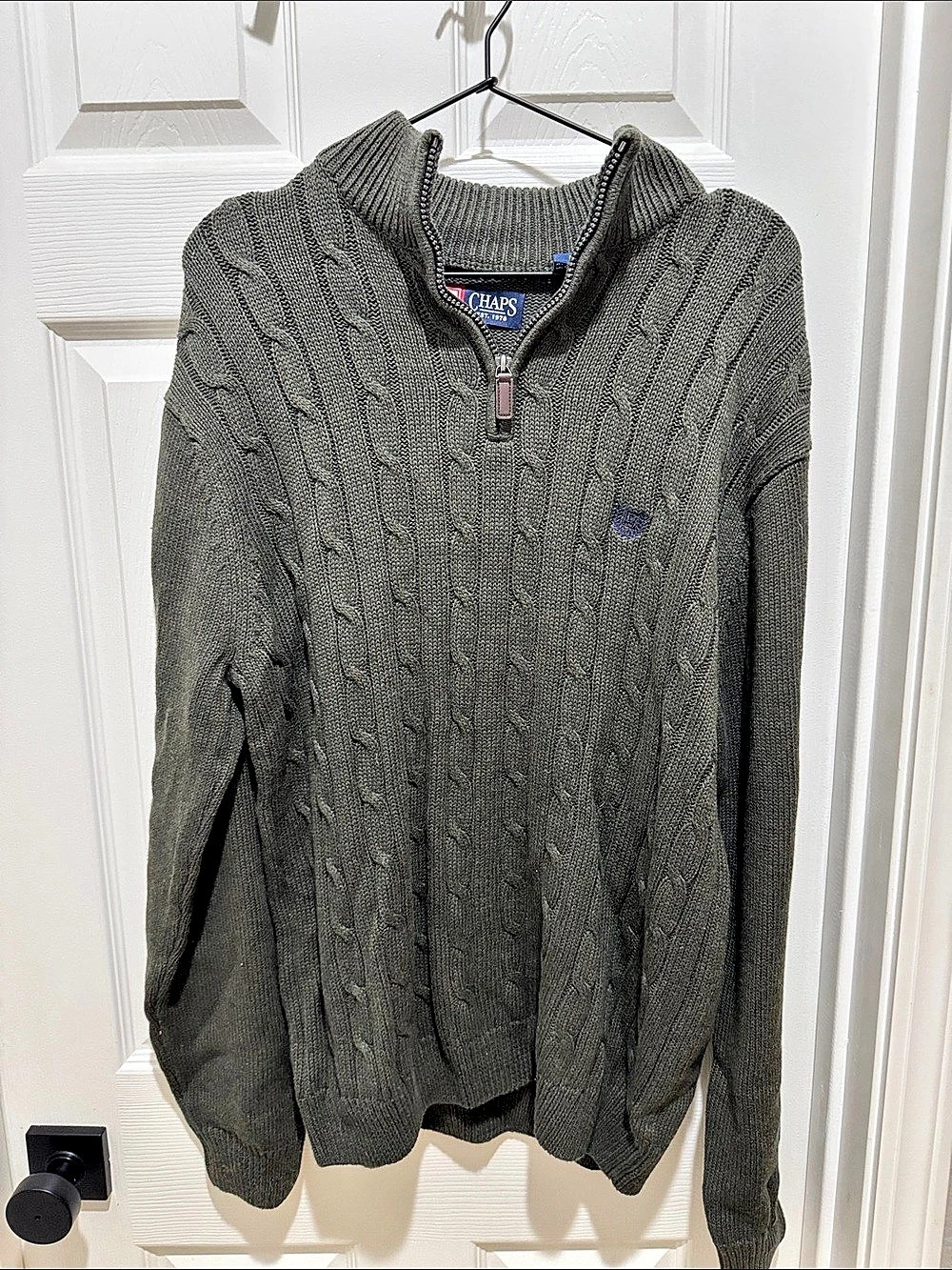 Chaps Men's Cable Knit Zip Sweater Size Medium